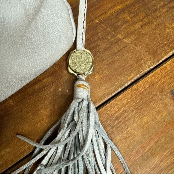 Vince Camuto ivory pebbled leather studded tassel shoulder bag - Picture 11 of 16